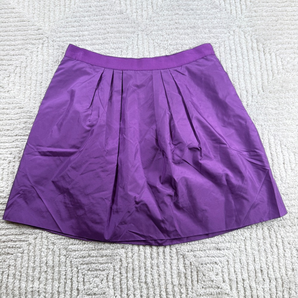 J Crew Silk Pleated Mini Skirt Womens 00 Purple Jewel Tone Party Preppy K-Pop
